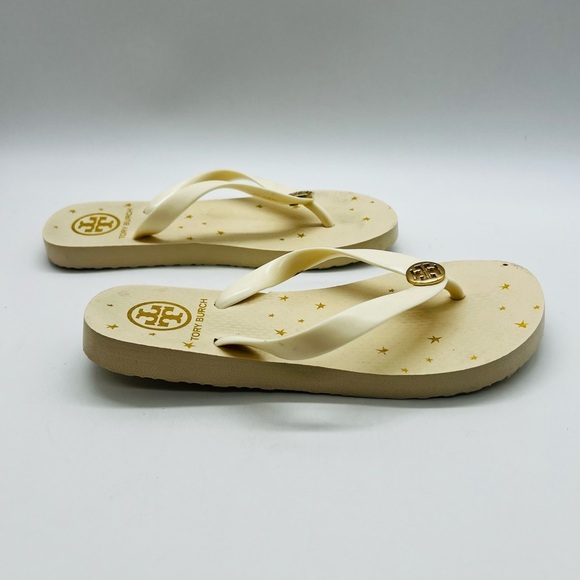 Tory Burch Cream Flip Flops with Gold Accents estimated size 6 - Picture 6 of 14
